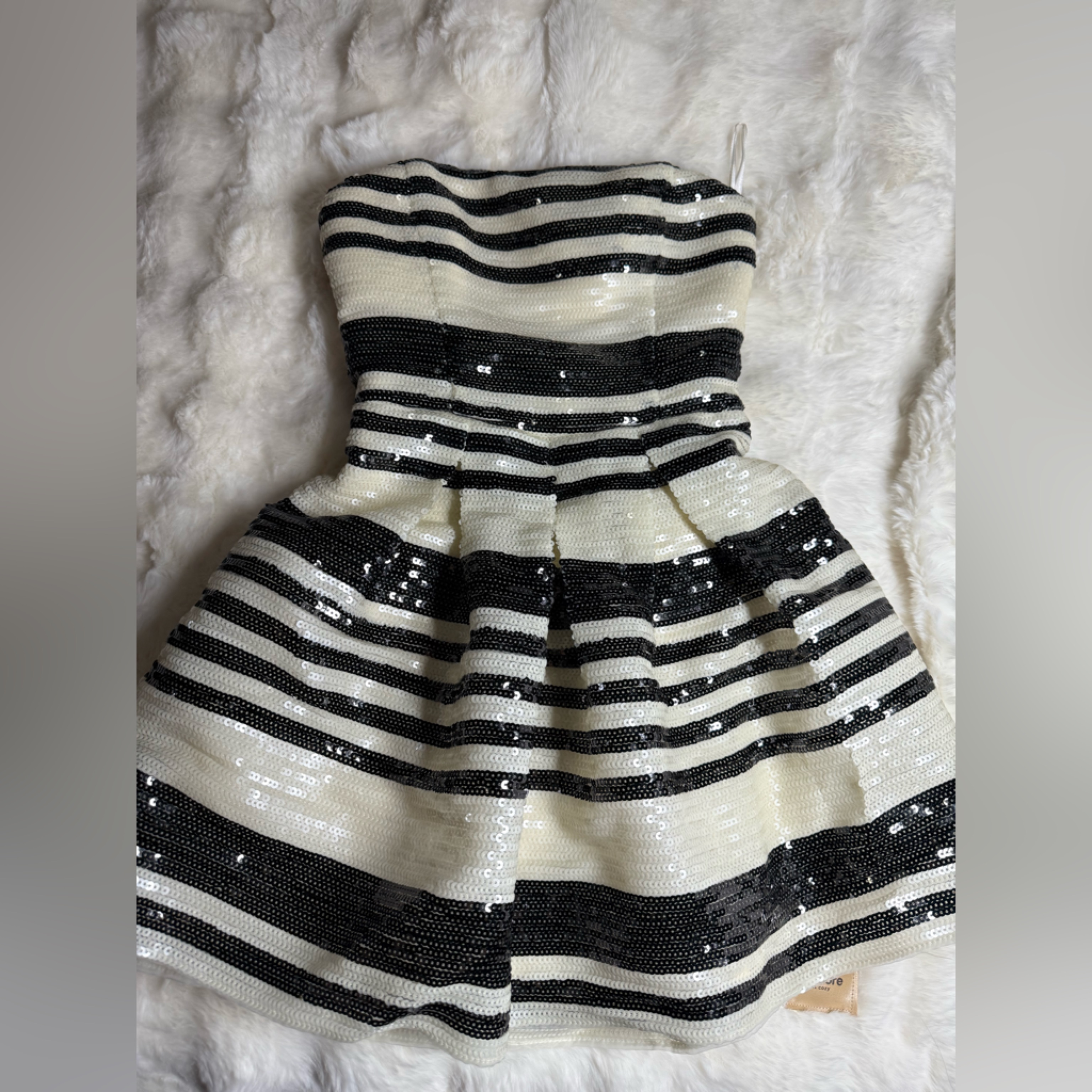 Bebe Black And White Sequin Kids Dress